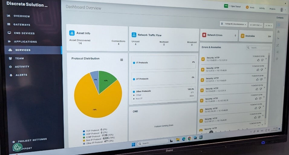 BHNI dashboard displaying network insights and network errors and anomalies. Source - IoT Analytics at SPS 2024