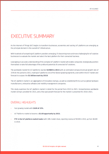 IoT Platform Market Report 2015-2021 page 4